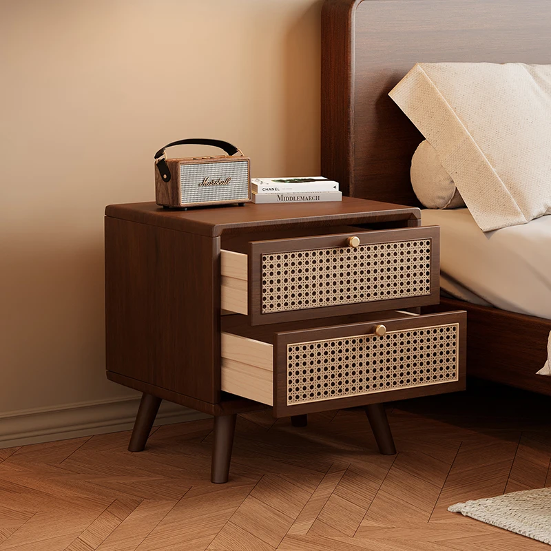 طاولة سرير جانبية من الخشب الص - مراجعة Solid Wood Nightstand 2 Drawers وسعره