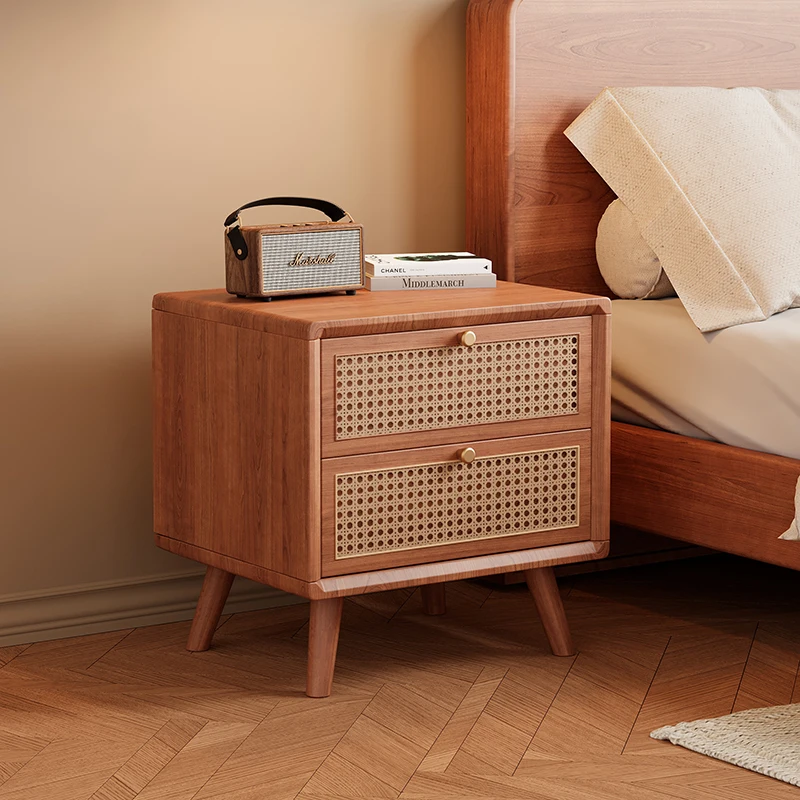 طاولة سرير جانبية من الخشب الص - مراجعة Solid Wood Nightstand 2 Drawers وسعره