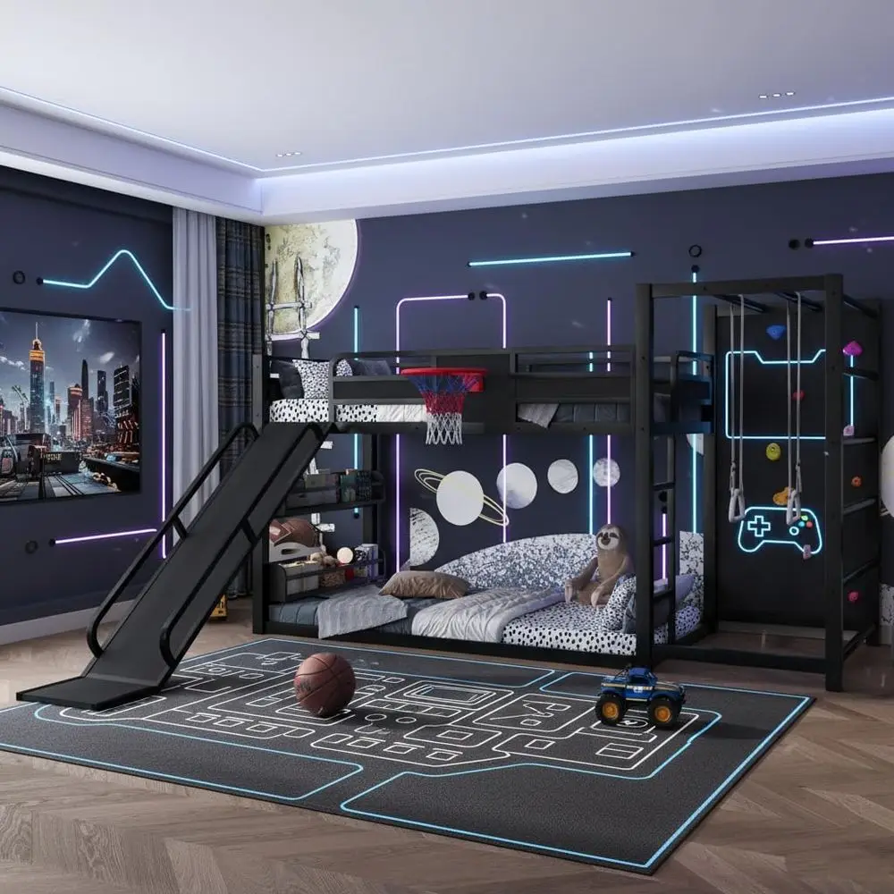 سرير بطابقين معدني مزدوج مع حل - مراجعة Bunk Bed With Stairs And Slide وسعره