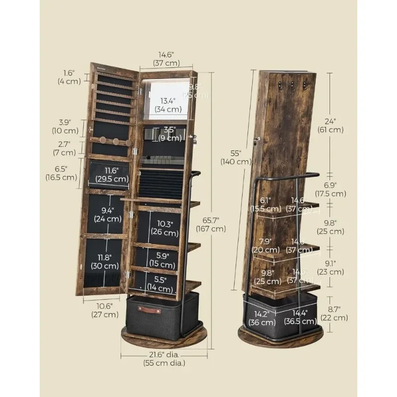 ل 360 °   خزانة مجوهرات دوارة  - مراجعة Full Length Mirror Jewelry Armoire وسعره