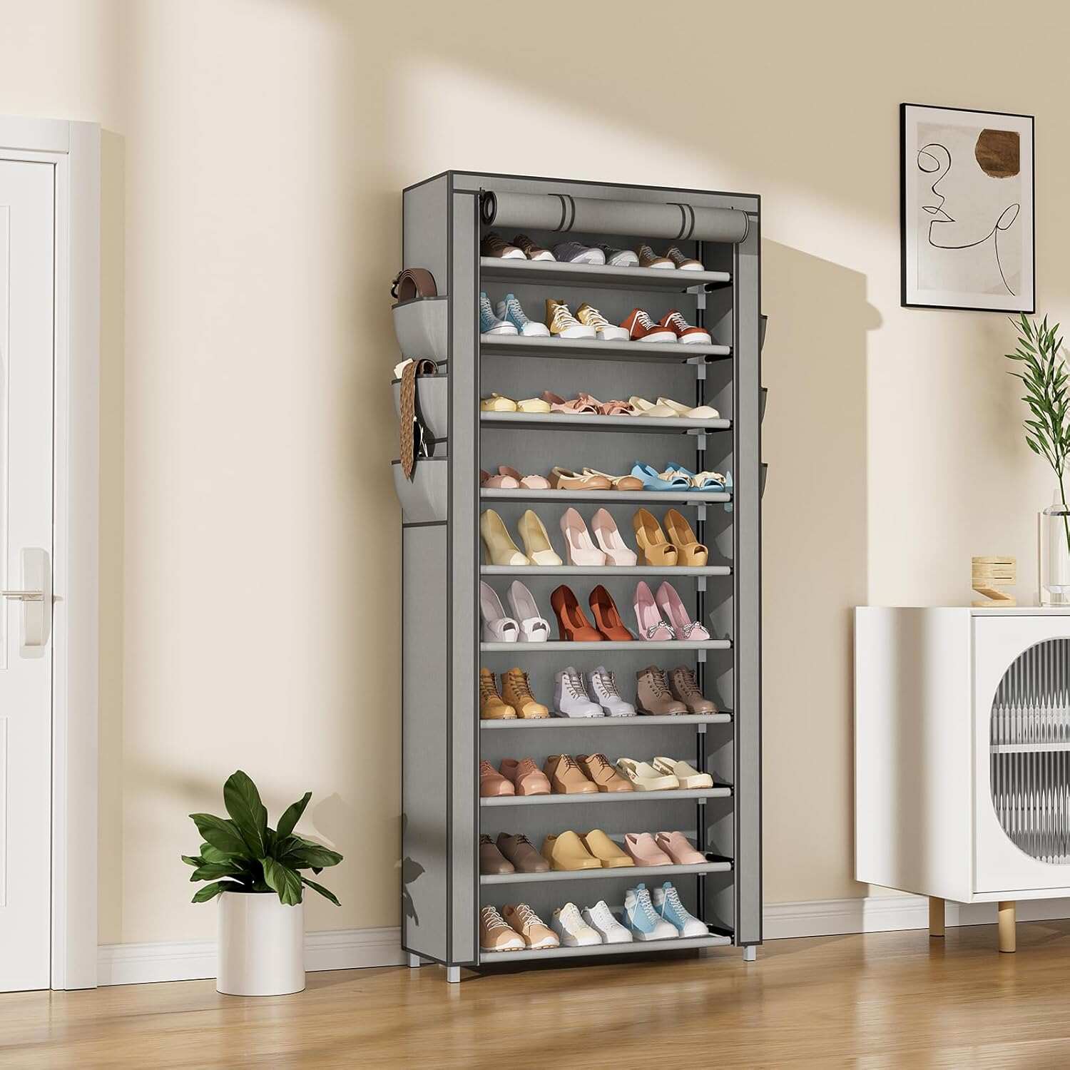 منظم أحذية عمودي ضيق، رف أحذية - مراجعة Shoe Rack Cabinet Narrow Entryway وسعره
